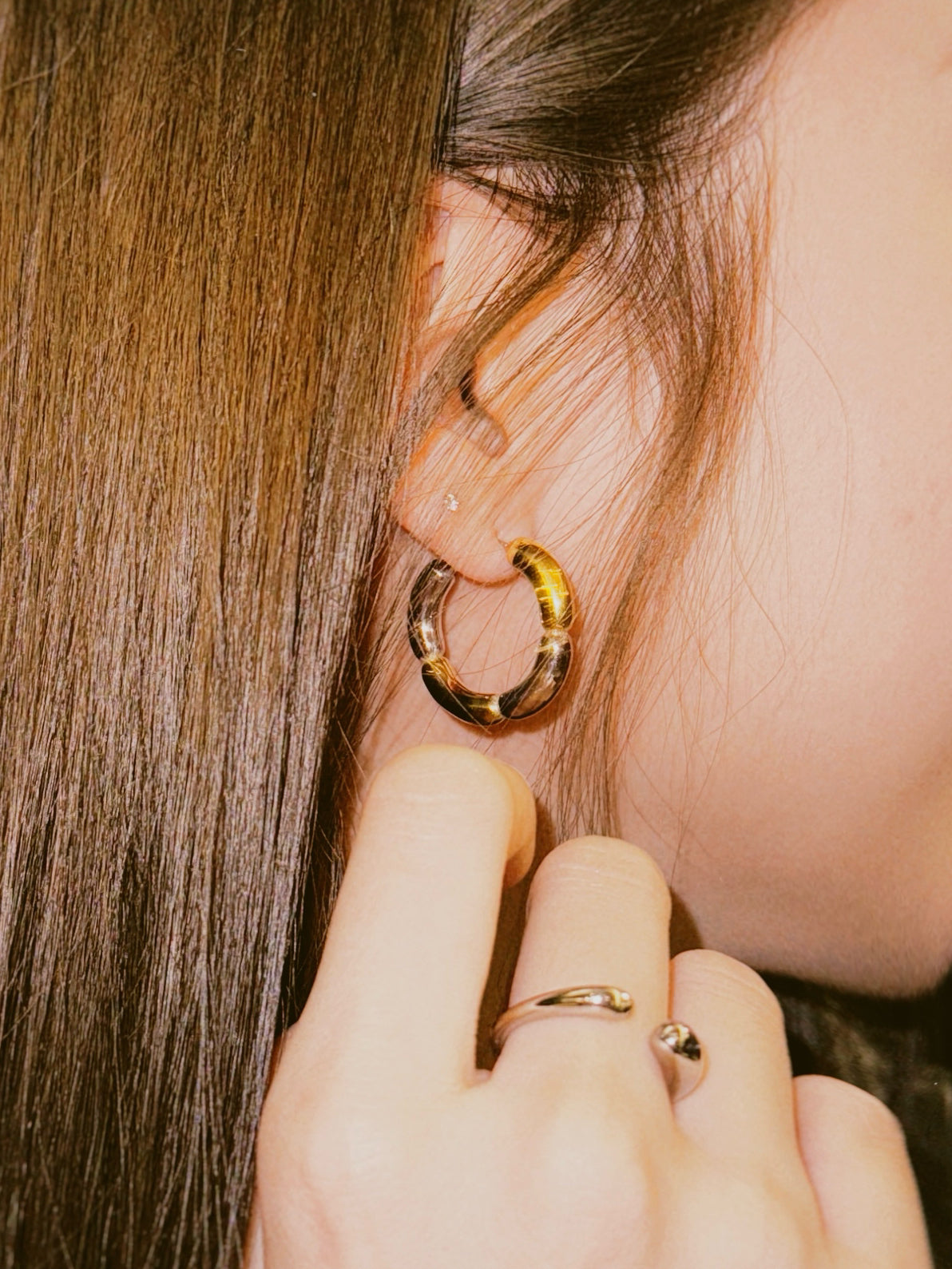 Golden/Silver Two Tone Metallic Hoop Earrings