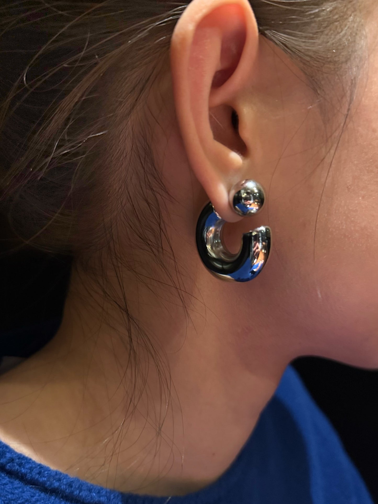 Chic Golden/Silver Arc & Ball Earrings