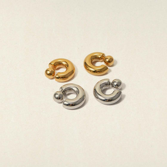 Chic Golden/Silver Arc & Ball Earrings