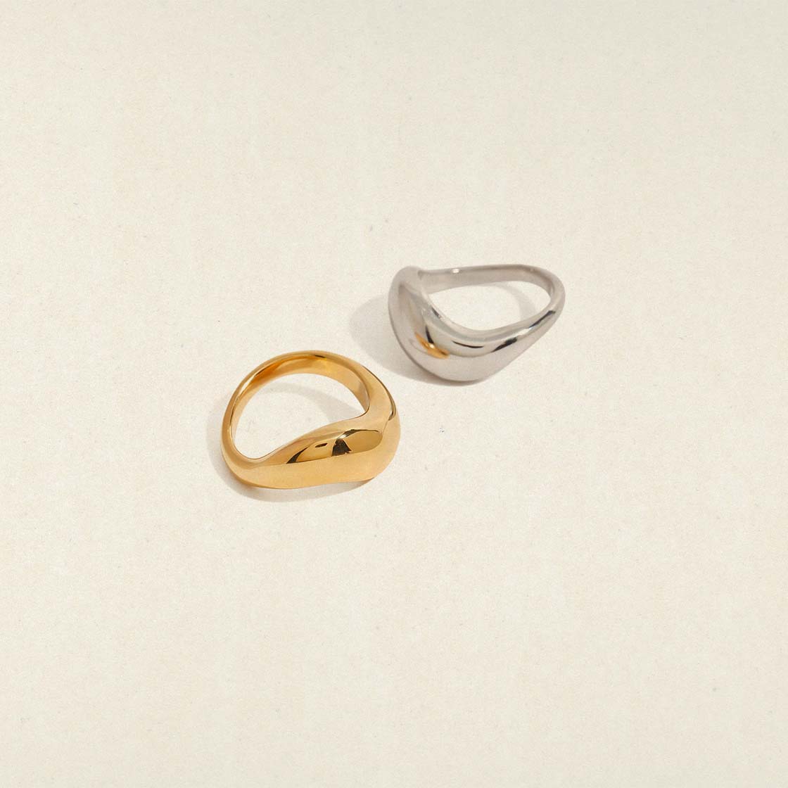 Golden/Silver Wave - Shaped Ring