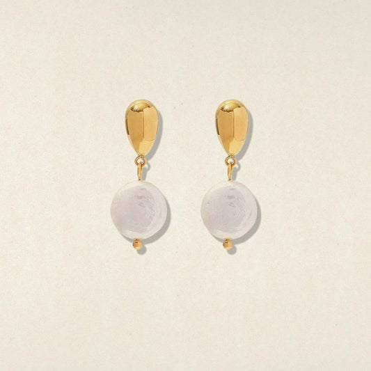 Golden - Tipped Pearl Drop Earrings