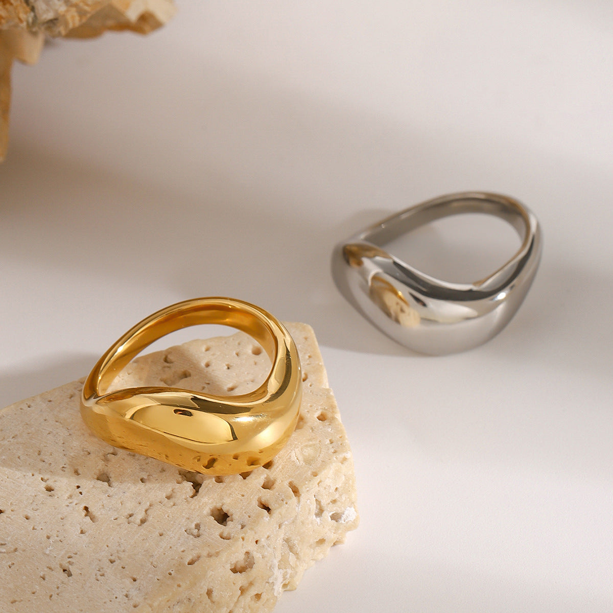 Golden/Silver Wave - Shaped Ring