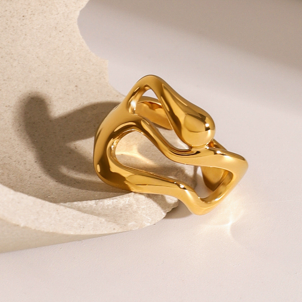 Golden Wave - Shaped Ring